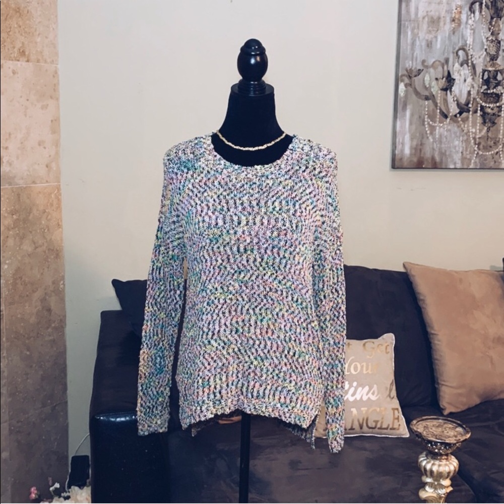 GIANNI BINI | Long Sleeve Rainbow Cut Out Sweater